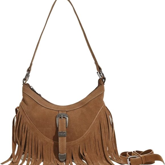 Small Western Fringe Underarm Purse Mini Hipppie Shoulder Bag with Tassel for Wo - Picture 1 of 6